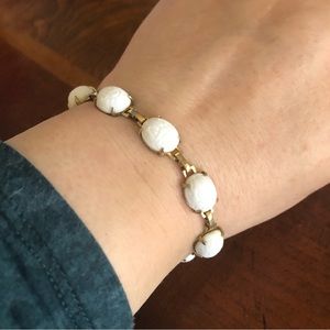 Vintage 40s-50s carved opal scarab gold bracelet